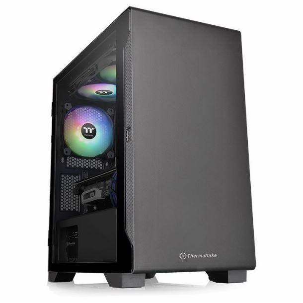 GABINETE OUTLET THERMALTAKE S100 MID-TOWER TG FAN X1 BLACK | MOTHER TIPO MINI ITX / MICRO ATX (SIN