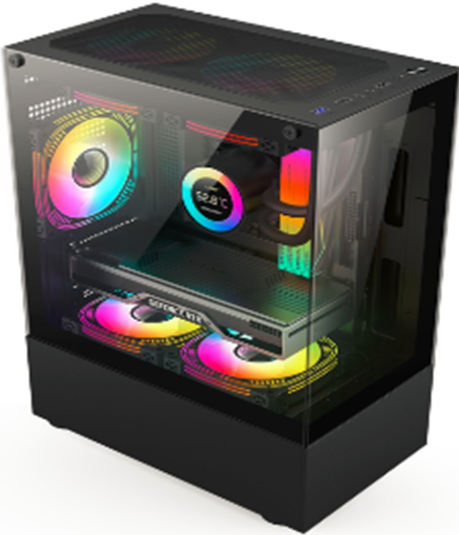 GABINETE ALUNA AL-KS33 C/FUENTE 600W 80 PLUS WHITE | 3 COOLER + CONTROLADORA RGB